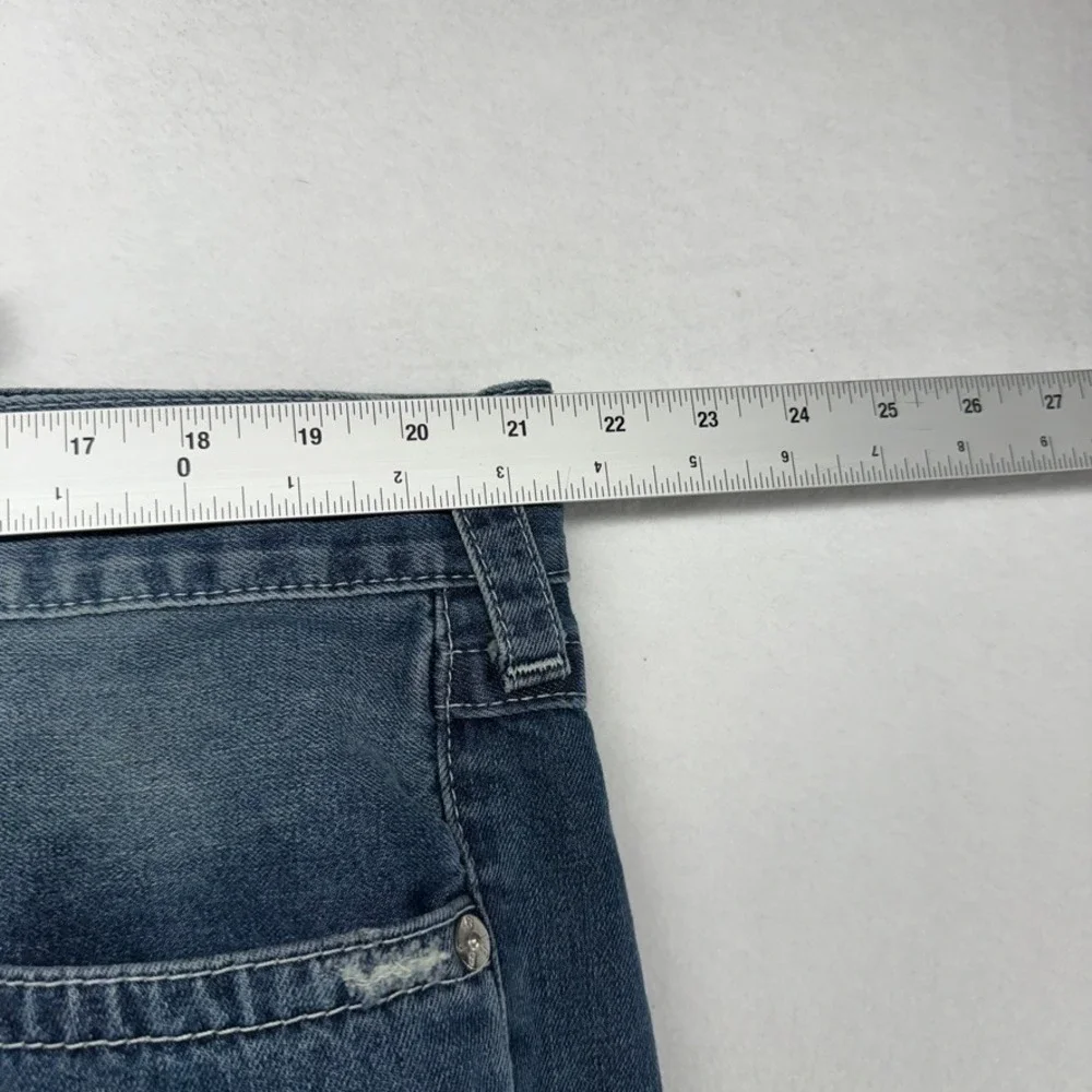 True Religion Jeans Mens 42x33 Blue Straight Dark Wash Whisker Faded Flap Pocket
